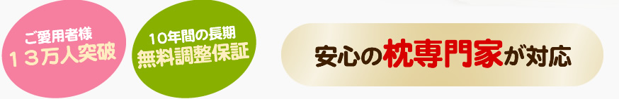ご愛用者１３万人突破　10年間の長期　無料調整保証　60日間の満足返金保証　※購入日から60日以内であれば、全額返金します。リスクも少なくて安心です。